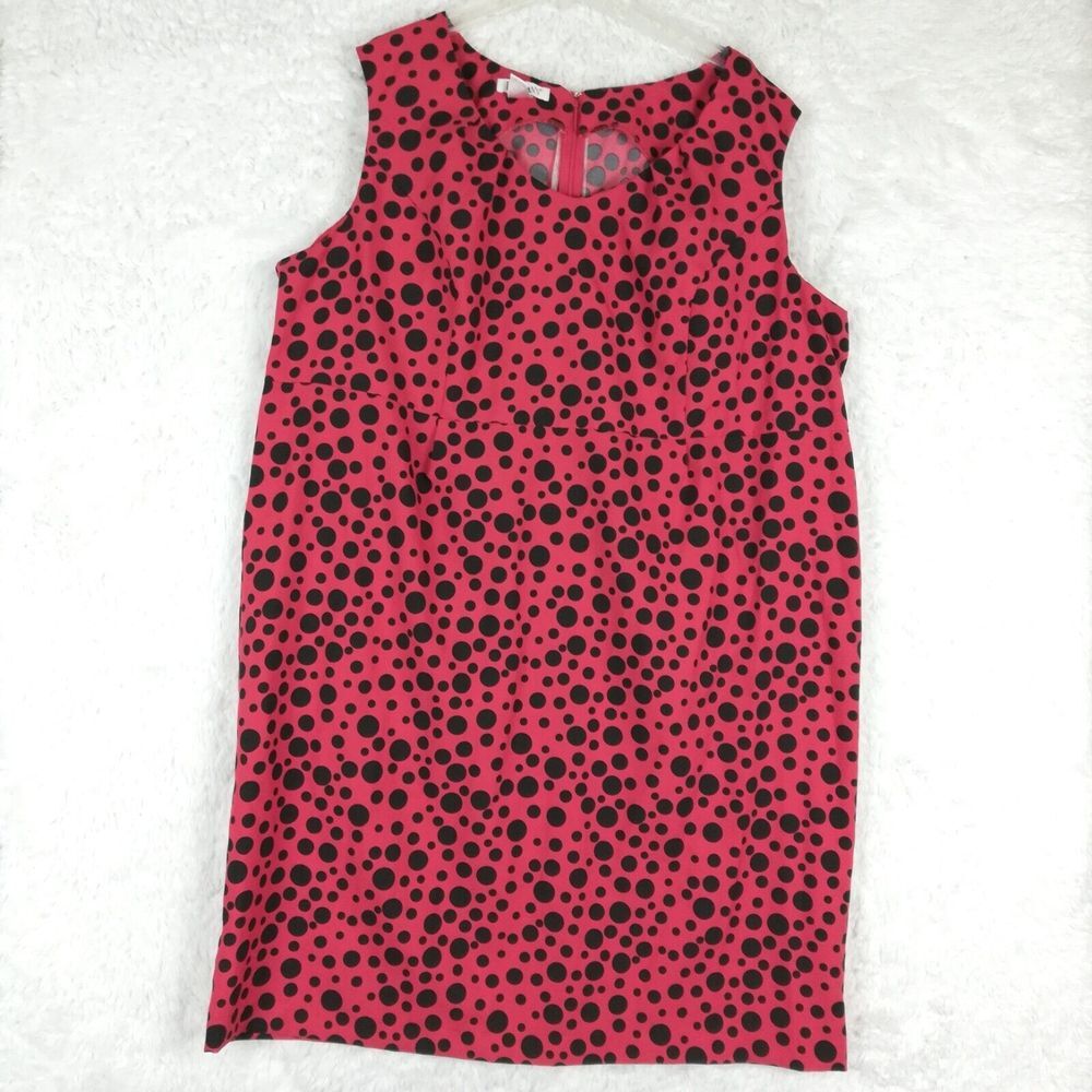 Vtg Roaman's Womens Dress 90's Midi‎ Polkadot Red Black Sleeveless Plus 26W